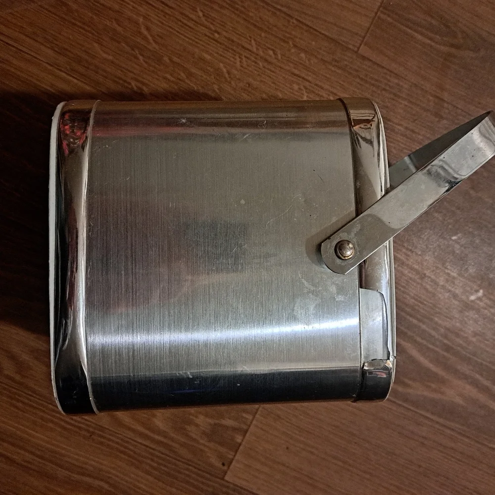 ELEGANT Vtg. 1950's Metallic Silver Rectangular ICE Bucket W/ LID